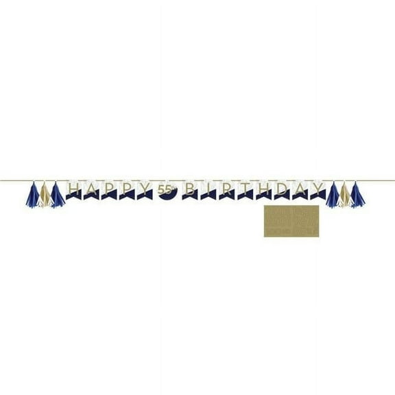 Creative Converting 357601 Navy & Gold Milestone Banner with Tassels & Stickers