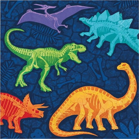 Creative Converting 359279 6.5 x 6.5 in. Dino Dig Luncheon Napkin