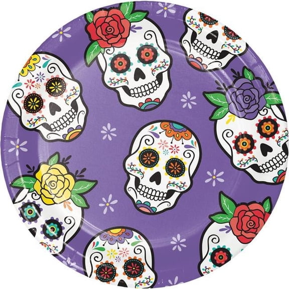Creative Converting 359378 Dia De Muertos Day Luncheon Plate