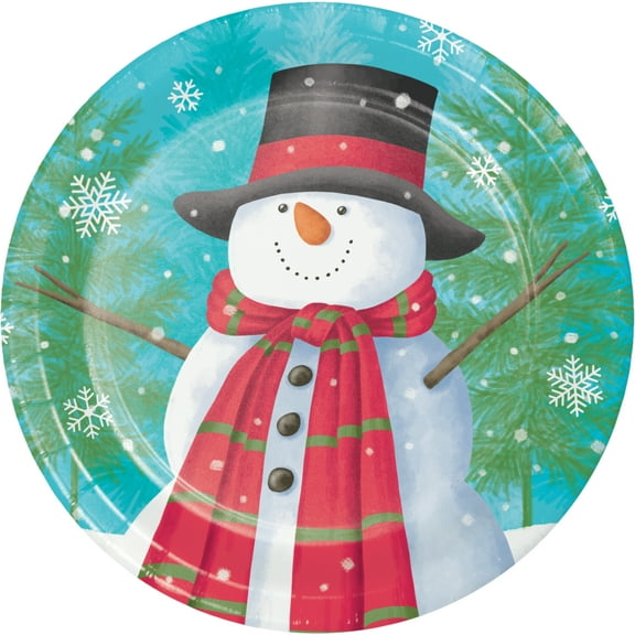 Creative Converting 359448 7 in. Smiling Snowman Luncheon Plate
