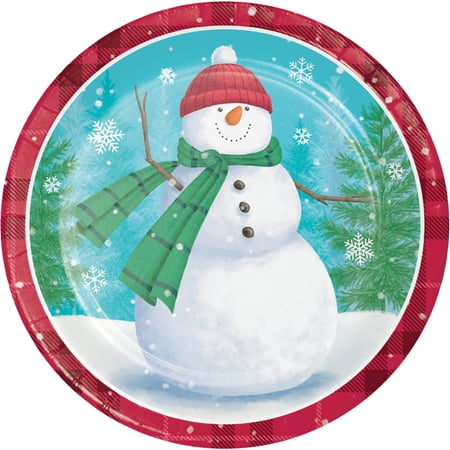 Creative Converting 359449 9 in. Smiling Snowman Dinner Plate