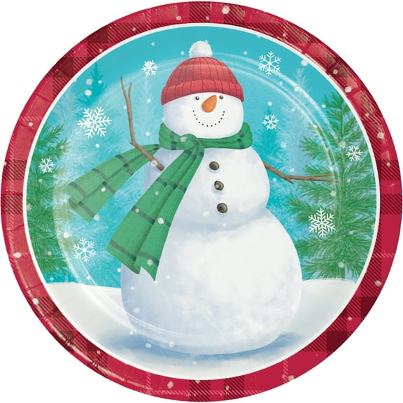 Creative Converting 359449 9 in. Smiling Snowman Dinner Plate