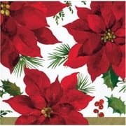 Creative Converting 359454 Posh Poinsettia Beverage Paper Napkin