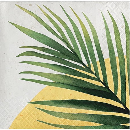 Creative Converting 360270 5 x 5 in. 3-Ply Subdued Tropic Beverage Napkin, Green