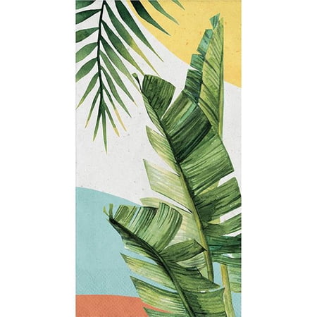 Creative Converting 360272 4 x 8 in. 3-Ply Subdued Tropic Guest Towel, Green