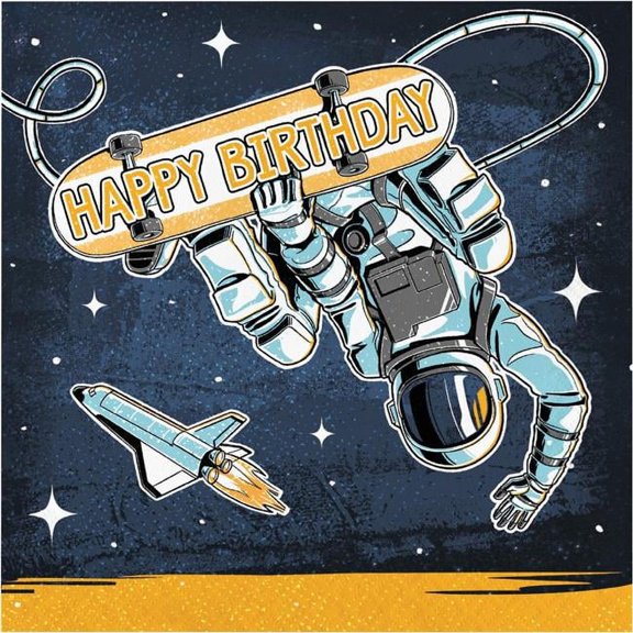 Creative Converting 360392 6.5 in. Space Skater Luncheon Paper Napkin