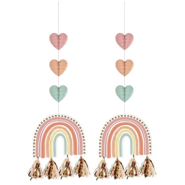 Creative Converting 360462 36 in. Boho Rainbow Hanging Cutouts with ...