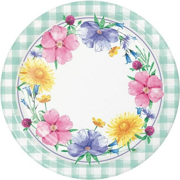 Creative Converting 363000 Bunny & Blooms Dinner Round Paper Plate
