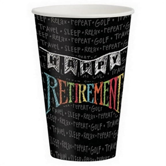 Creative Converting 375977 Retirement Chalk Plastic 12 Oz Cups