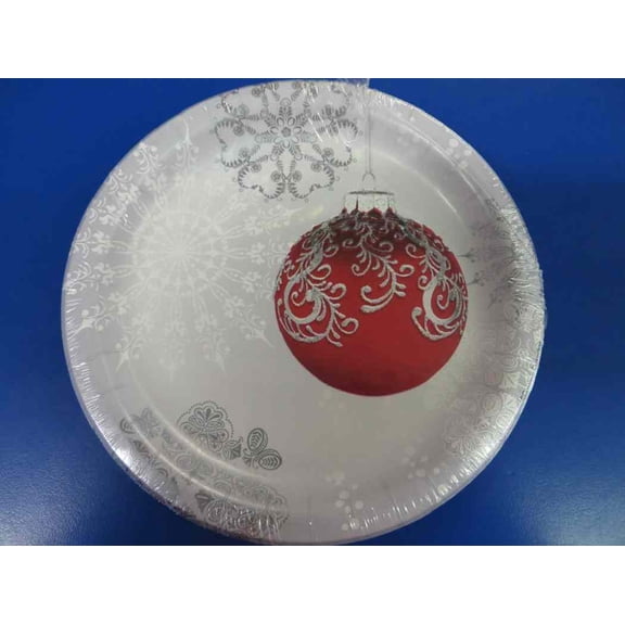 Jingle Bells Winter Christmas Ornaments Holiday Party 7" Paper Dessert Plates
