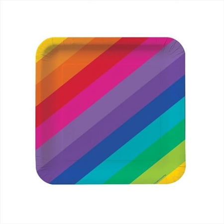 Creative Converting 425972 Rainbow - 9 In. Dinner Plates, Square - Case of 96