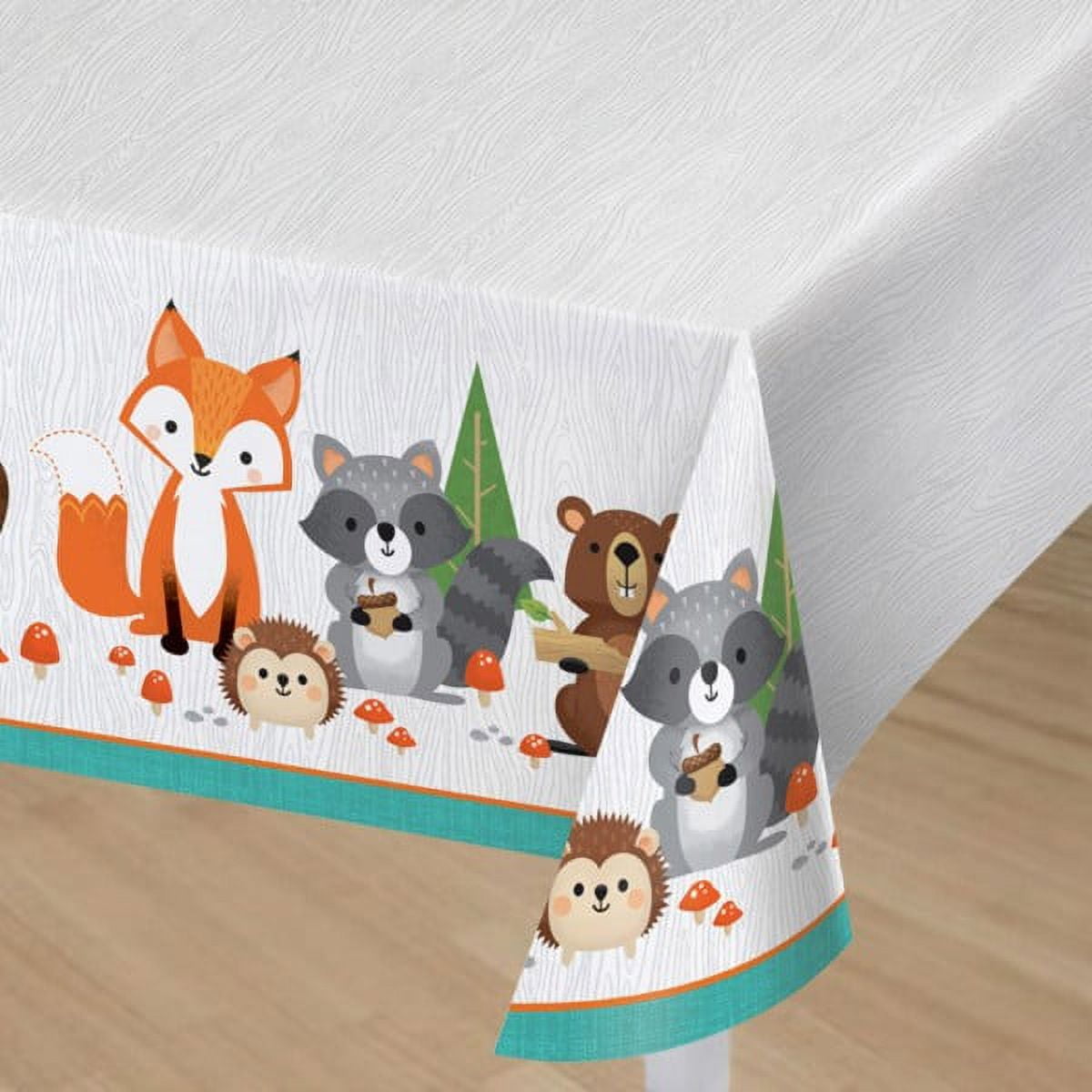 Creative Converting 343959 54 x 102 in. Woodland Wild One Plastic Tablecloth - Case of 6
