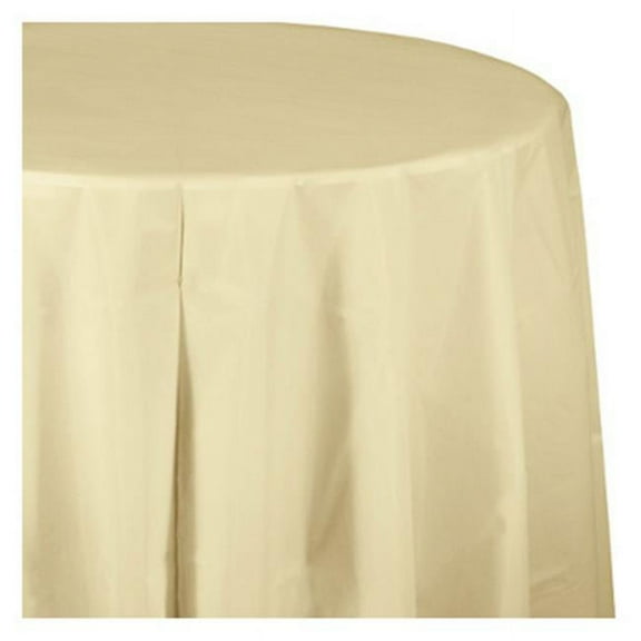 Creative Converting 703264 82 in. Octy Round Plastic Table Cover- Ivory
