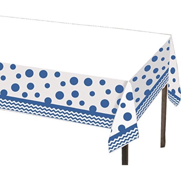 Creative Converting 720058 Celebrations Plastic Table Cover, 54 by 108", True Blue