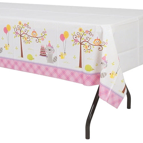 Creative Converting 725671 All Over Print Plastic Tablecover 54 x 102" Happy ...