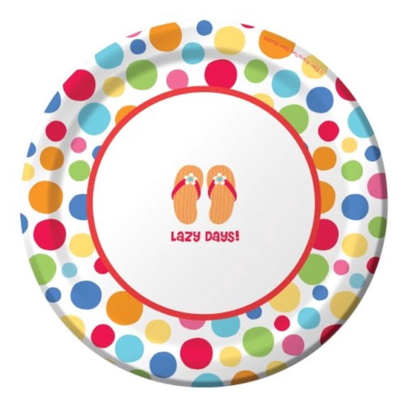 creative converting 8 count round paper dessert plates, lazy days