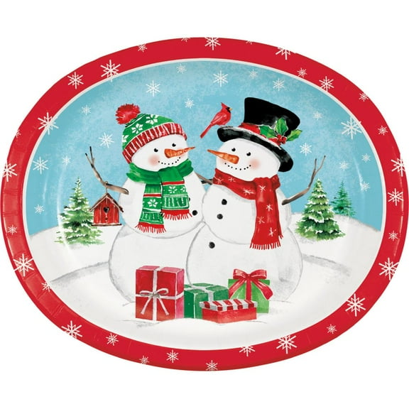 Creative Converting 8-Count Snowflakes and Snowmen Oval Platter