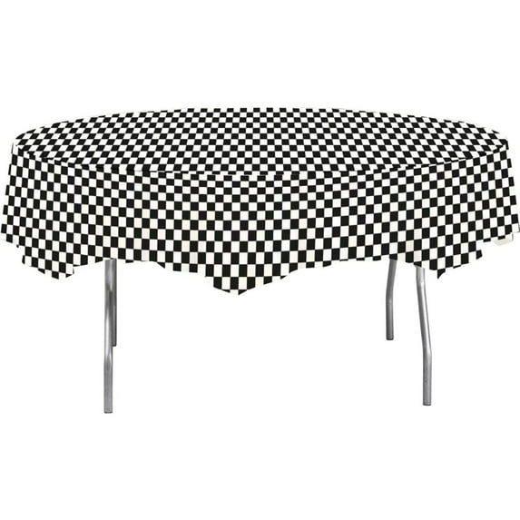 Creative Converting 82' Blk/Wht Tablecover
