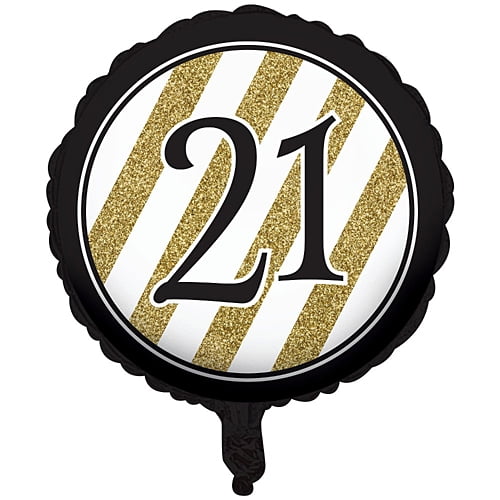Creative Converting Black and Gold 21st Birthday Mylar Balloon