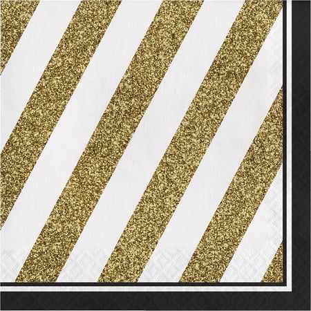 Creative Converting Black and Gold Napkins 48 Count (DTC317536NAP)