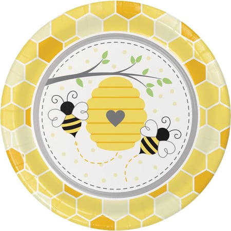 Creative Converting 339886 Bumblebee Baby Shower Paper Plates, 8 Count
