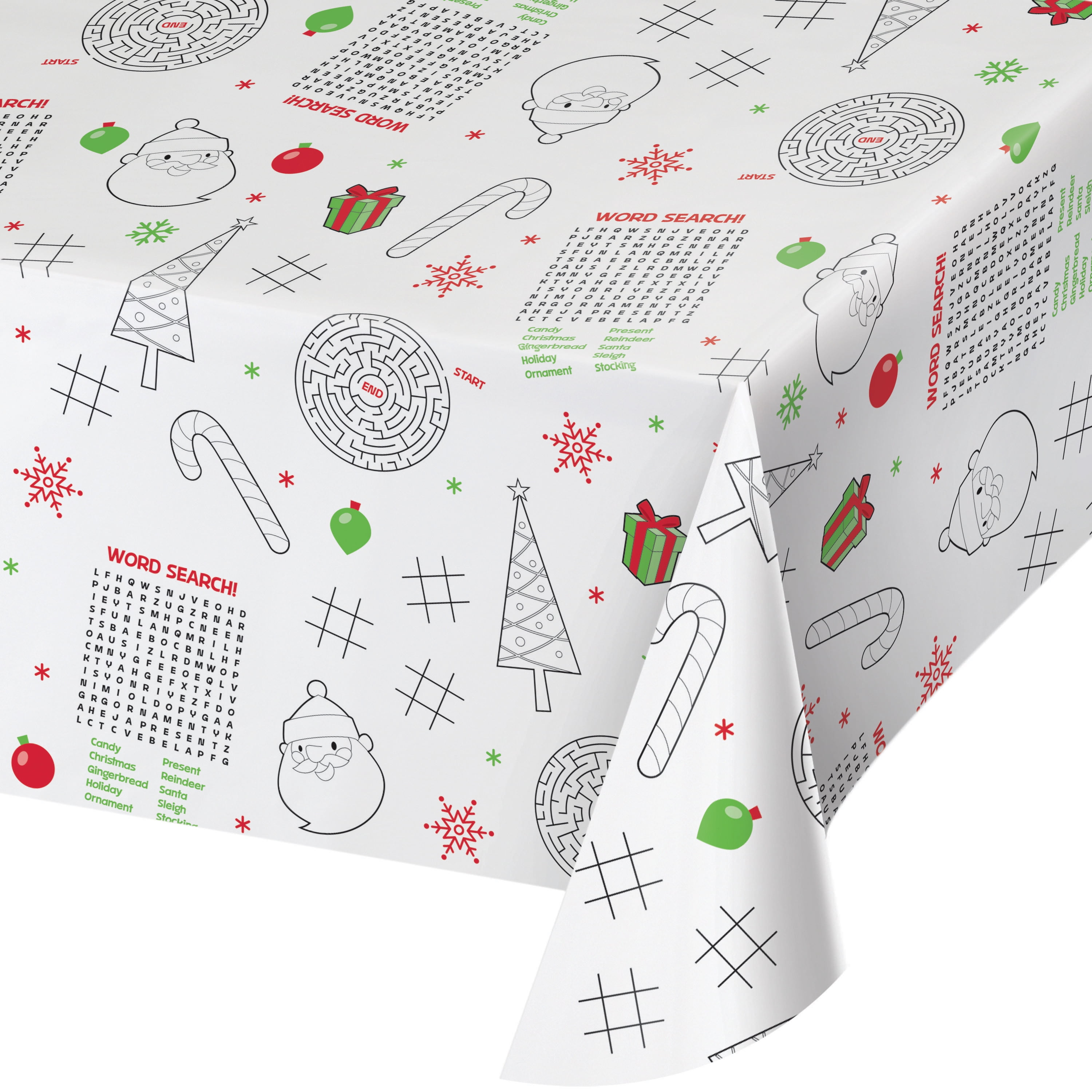 Creative Converting Christmas Activity Paper 54 x 88 Tablecloth, 3 Count