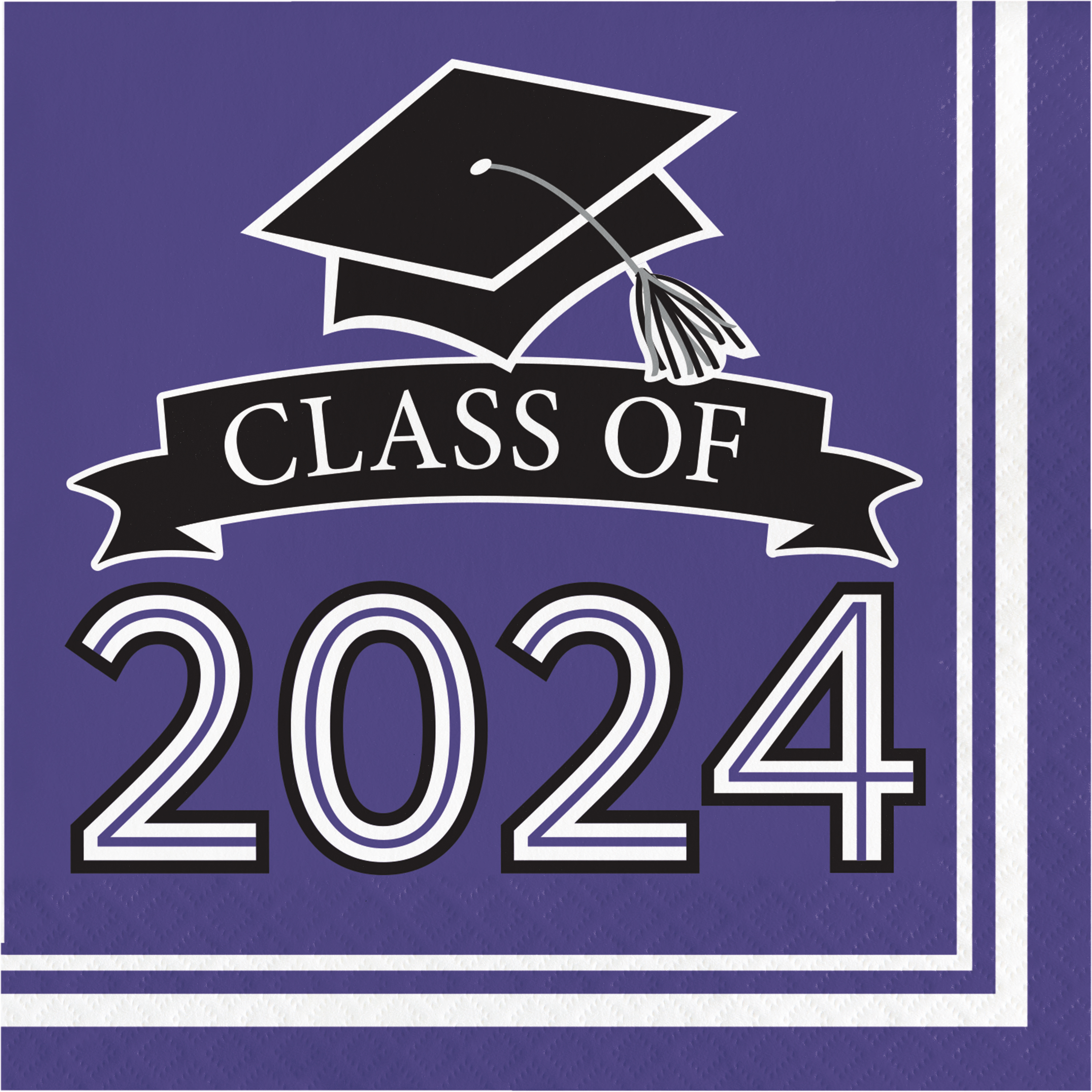Creative Converting Class of 2024 Purple Graduation Napkins, 108 ct