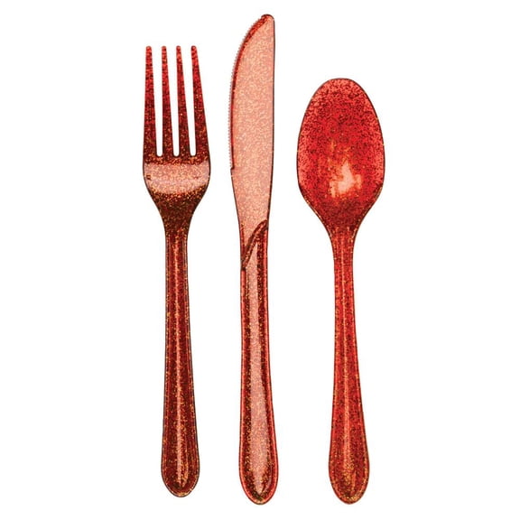 Creative Converting Glitz Red Plastic Cutlery Set, 24 ct
