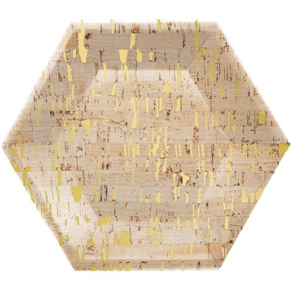 Creative Converting Cork Banquet Plate, 10" Hexagon, Cork, 8 ct