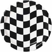 Creative Converting Dishwasher Safe 9 Party Plates, Round, Paper Black & White, 8 Pack