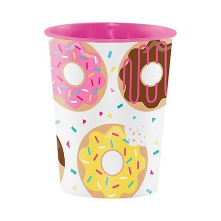 Creative Converting Donut Time Keepsake Cup Multi-color Plastic Party Supply Set, 16 Ounces