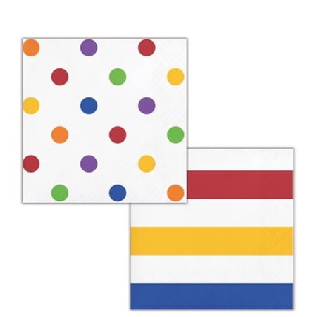 Creative Converting Dots & Stripes Low-Count Beverage Napkins