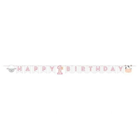 Creative Converting Farmhouse 1st Birthday Girl Banner, Multicolor, Pack of 1