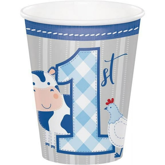 Creative Converting Farmhouse Birthday Hot/Cold Paper Cups 9 Oz., 8 ct