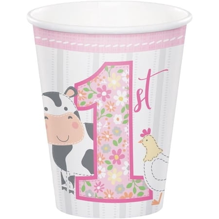 Creative Converting Farmhouse Birthday Hot/Cold Paper Cups 9 Oz., 8 ct