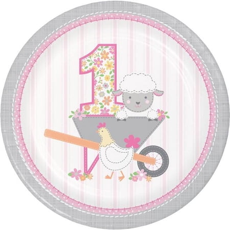 Creative Converting Farmhouse Birthday Paper Plates - 1st Girl, 8 ct