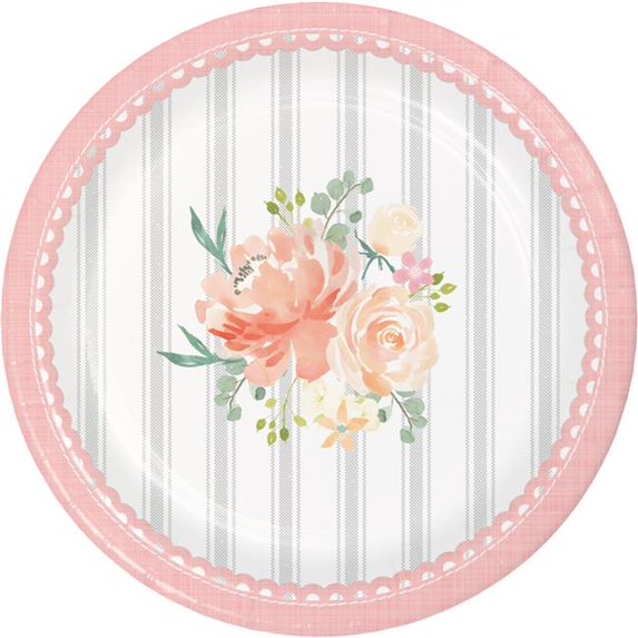 Creative Converting Farmhouse Floral Dessert Plates, 8 ct