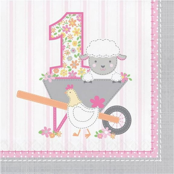 Creative Converting Farmhouse Paper Birthday Napkins, 16/Pkg