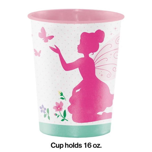 Creative Converting Floral Fairy Sparkle Plastic Keepsake Cup 16 Oz.