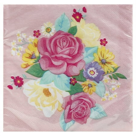 Creative Converting Floral Tea Party Beverage Napkins, 16 ct