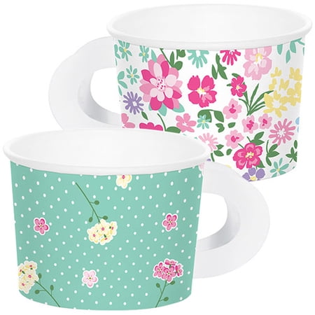 Floral Tea Party Treat Cups 2 styles - 1 pack of 8 - Party Supplies
