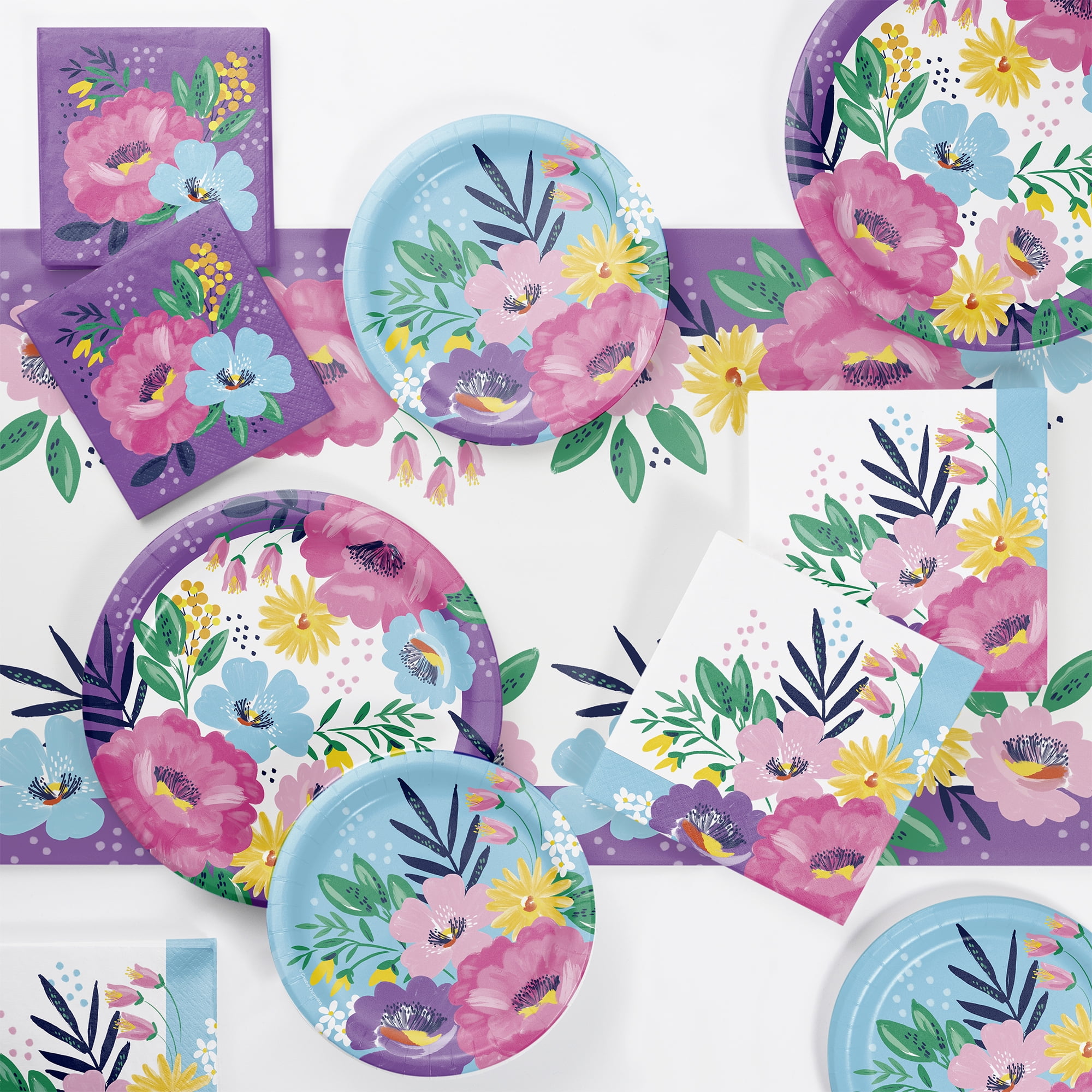 Creative Converting Fresh Florals Tableware Kit, Serves 8