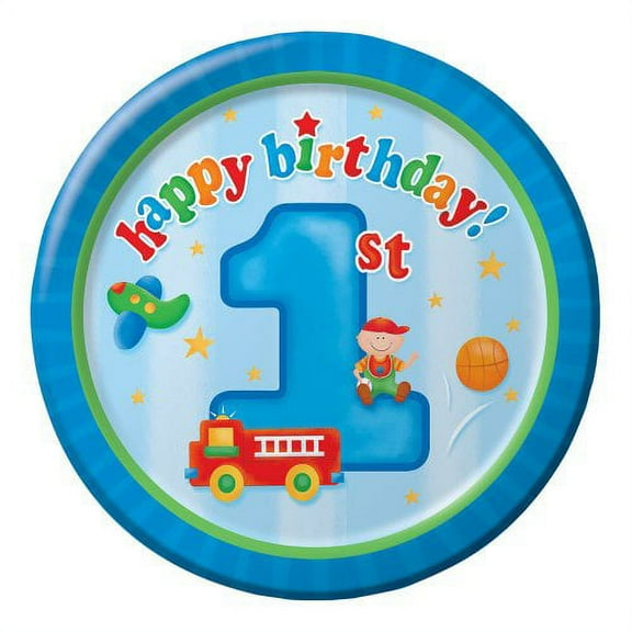 Creative Converting Fun at One Happy First bday Boy Round Dinner Plates Boy 8 Ct