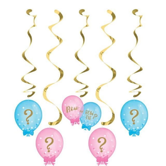 Creative Converting Gender Reveal Balloons Dizzy Danglers, 5 ct