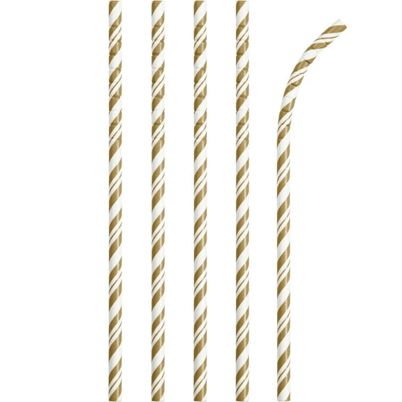Creative Converting Gold Striped Paper Party Supply Sets, (24 Pieces)