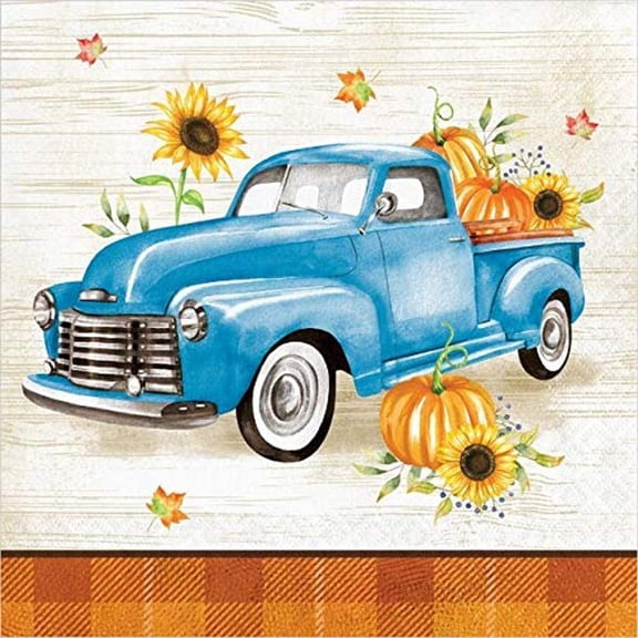 Creative Converting Happy Harvest Fall Napkins, 6.5, Burgundy, Orange, Green, and Ivory
