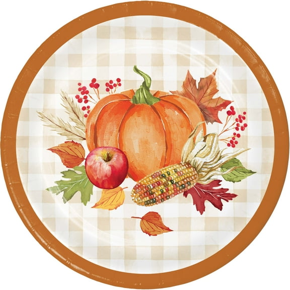 Creative Converting Hello Harvest Pumpkins Paper Dessert Plates, 24 ct