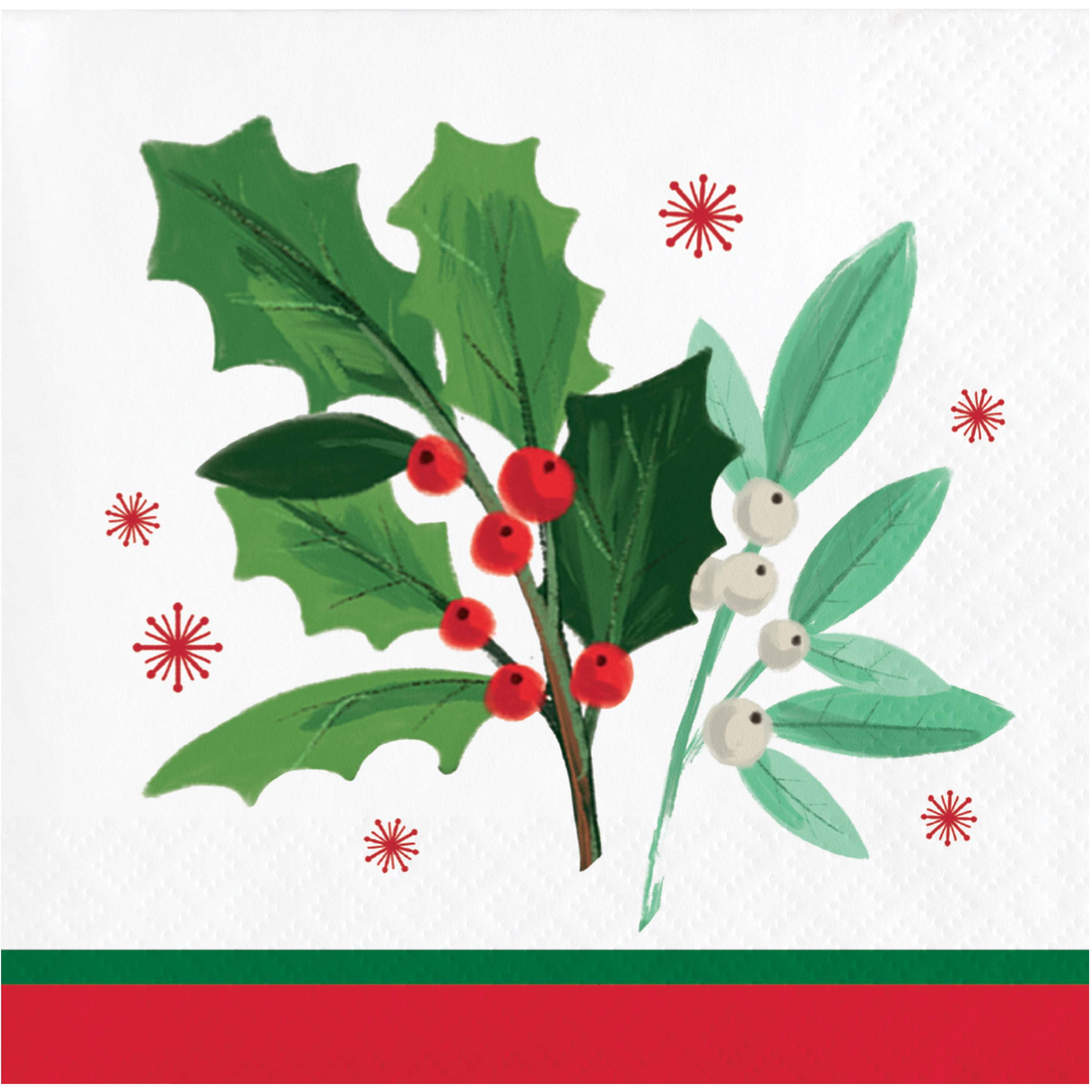 Creative Converting Holly Jolly Christmas Paper Cocktail Napkins, 48 ct