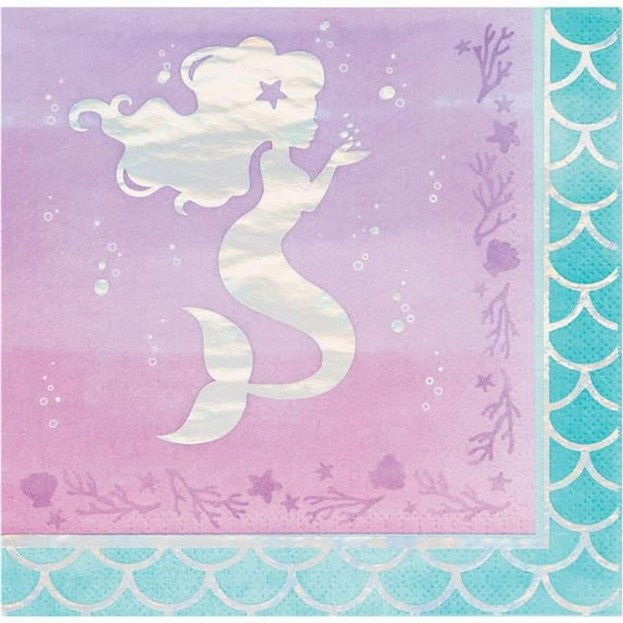 Creative Converting 336715 Iridescent Mermaid Party Napkins, 16 Count