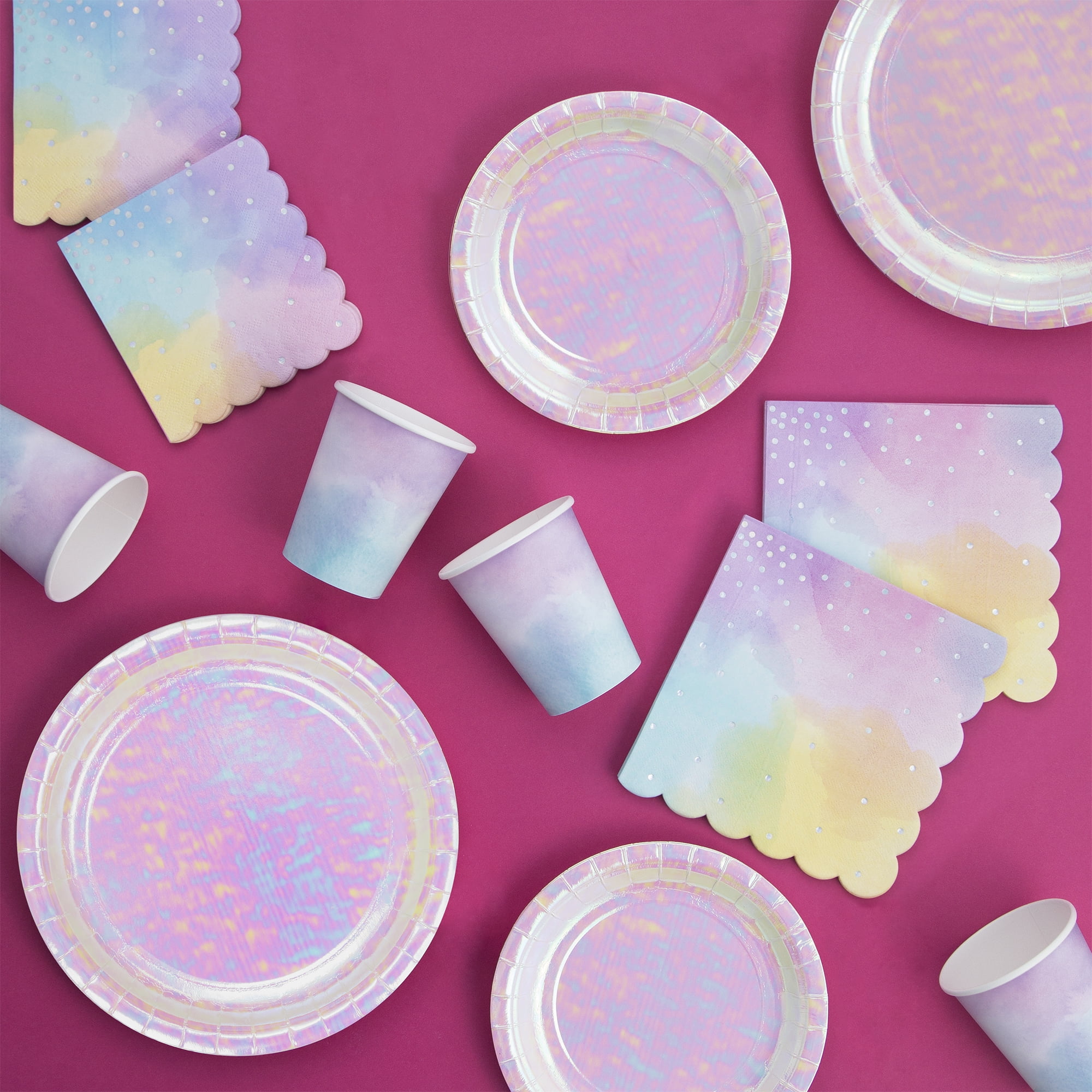 Creative Converting Iridescent Party Supplies Kit, Purple, Serves 8